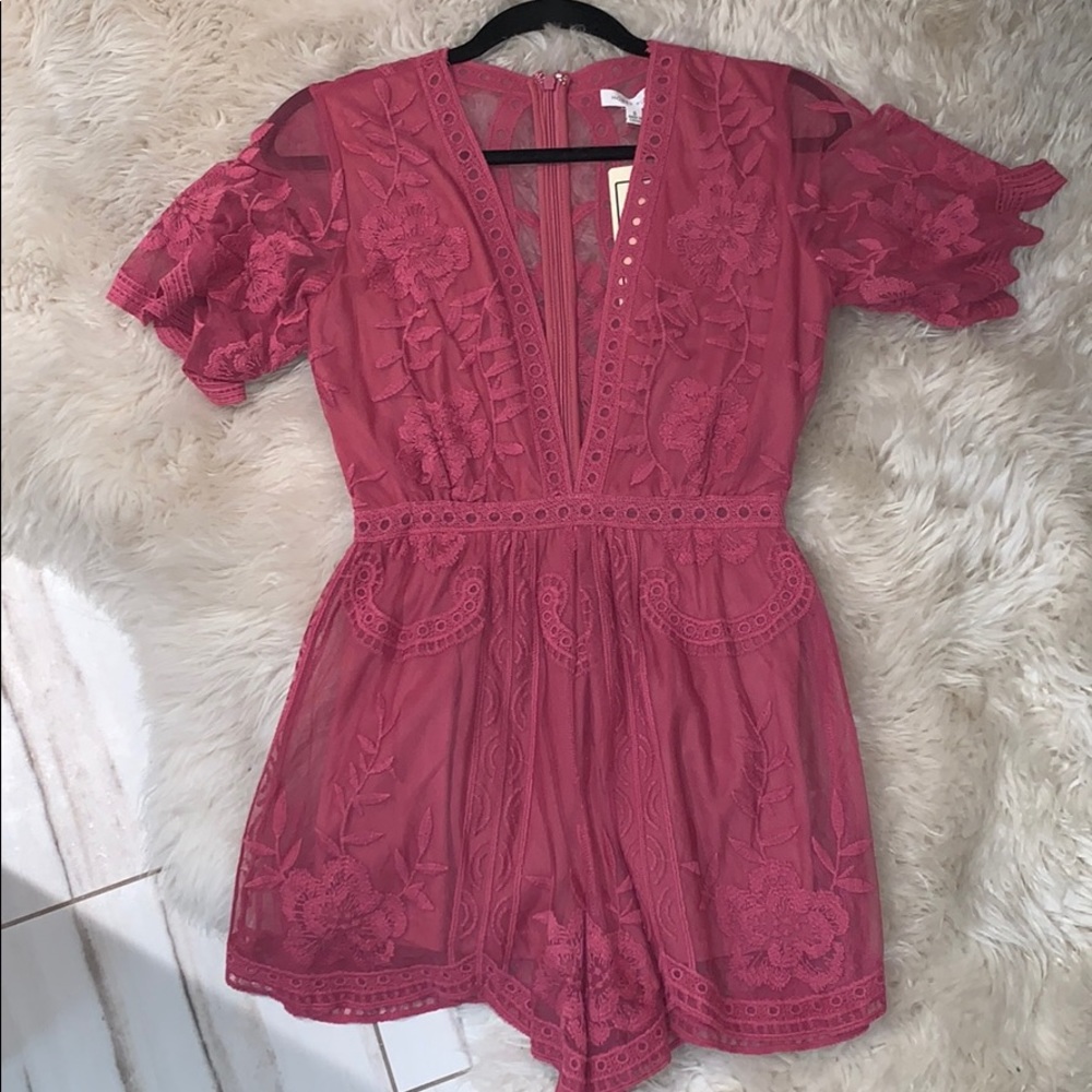 Honey Punch Lace V Neck Romper
